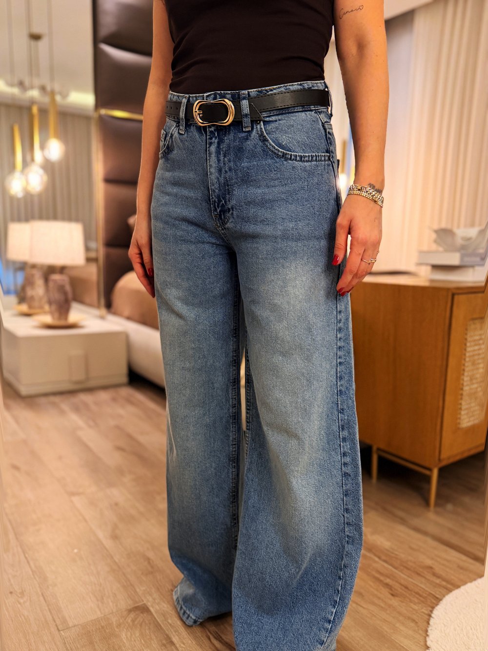 Kemerli Bol Paça Jean