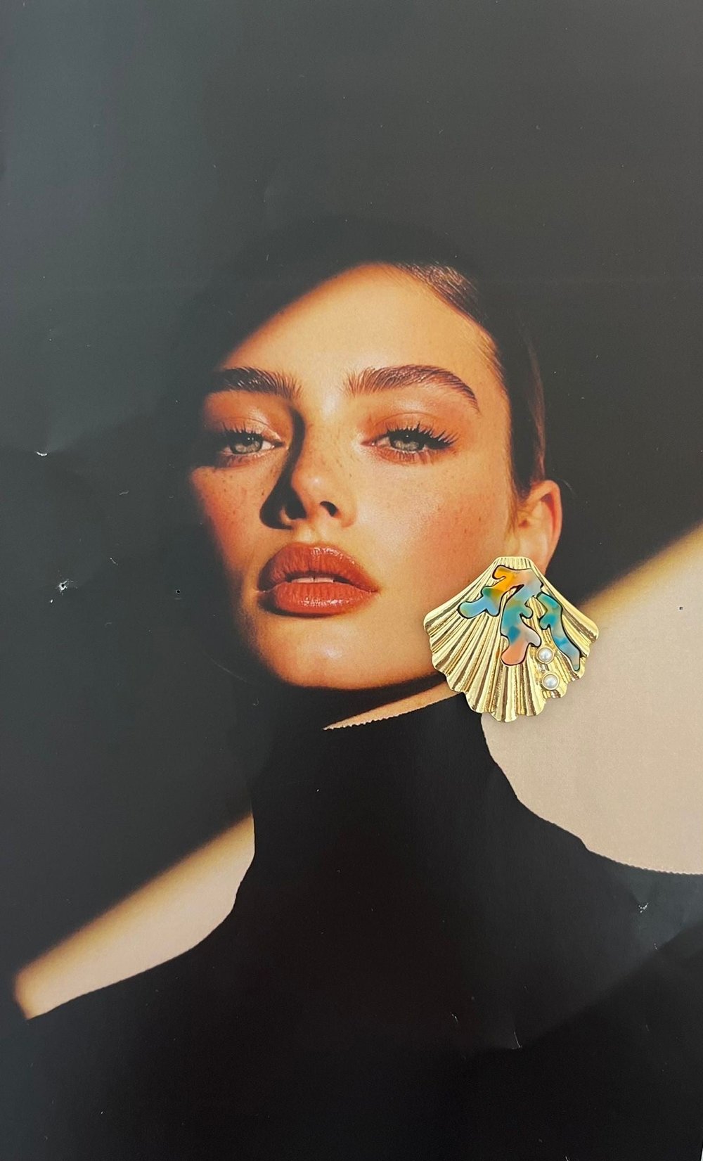 Deniz Kabuğu İncili Gold Küpe