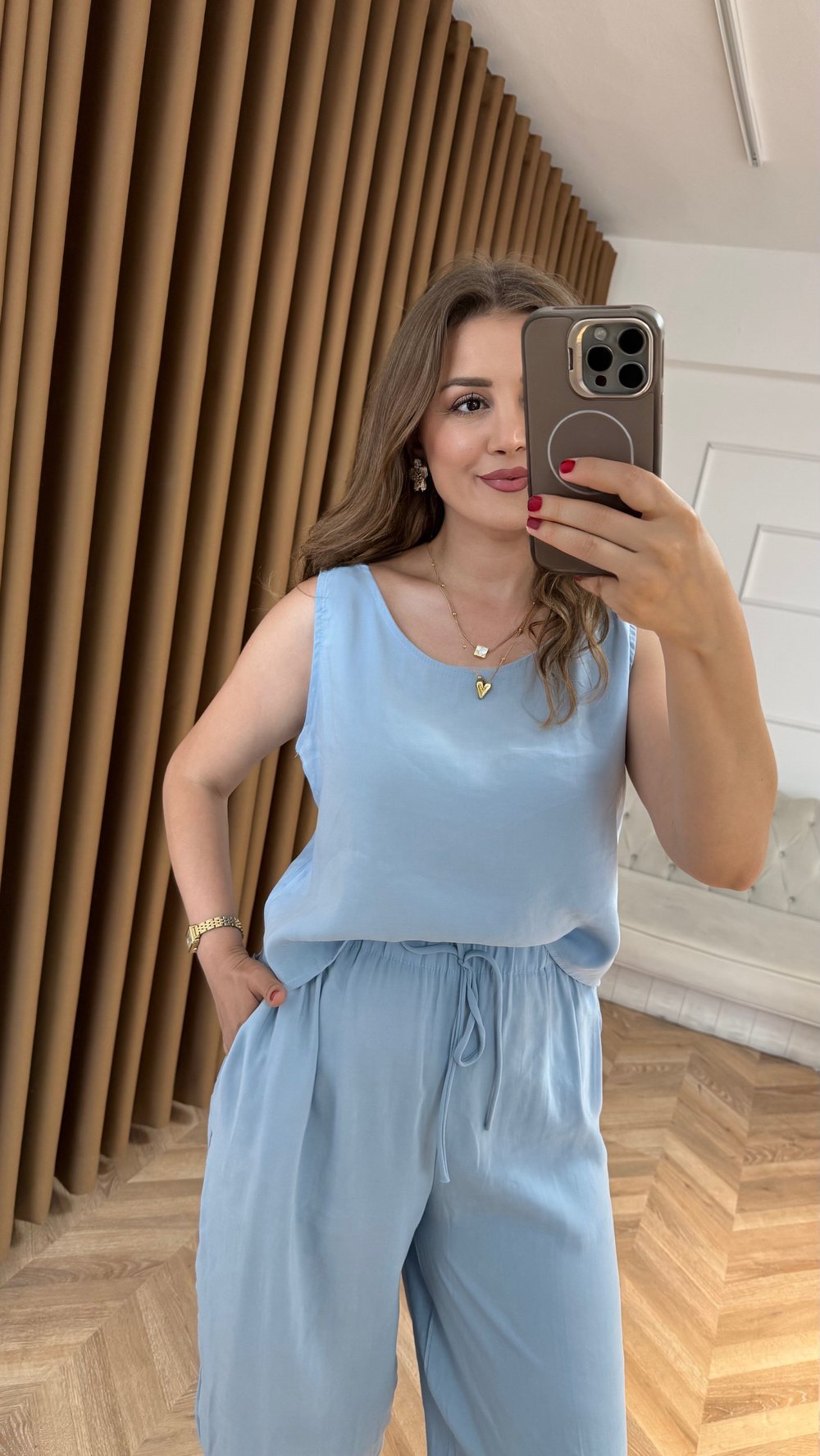 Kolsuz Modal Bluz Pantolon İkili Takım-Soft Mavi 