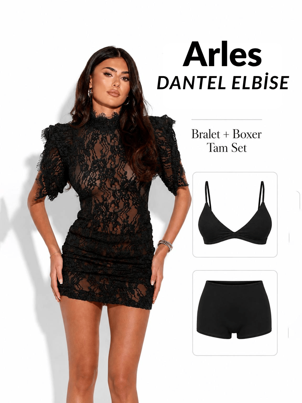 ARLES DANTEL ELBİSE SİYAH