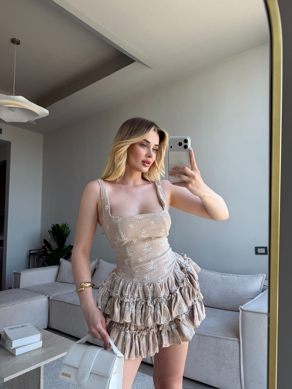 LANTHE FIRFIR ETEKLİ ELBİSE VİZON