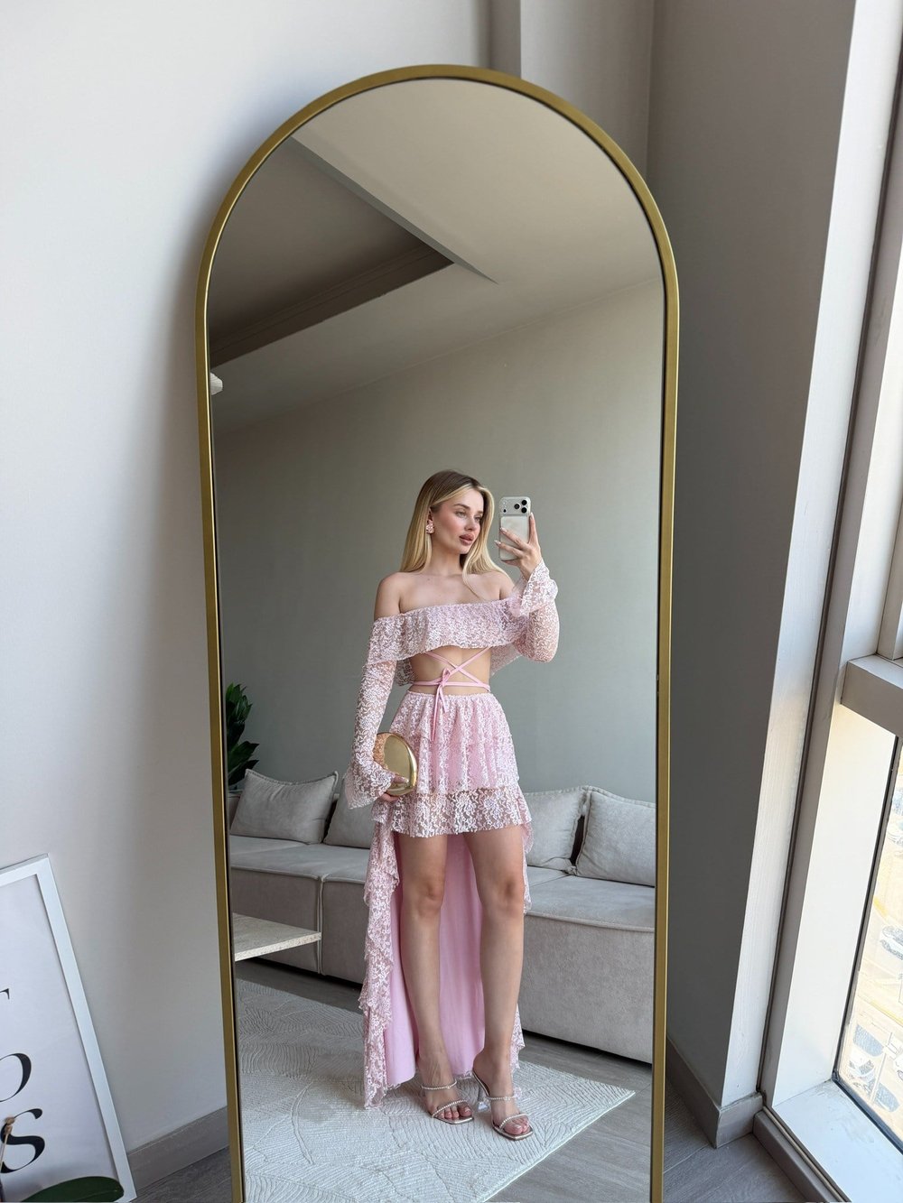 Prakas Pink Dantel Takım
