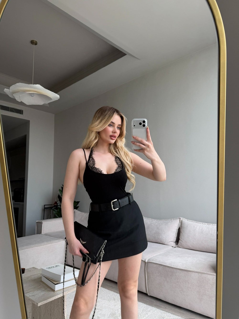 Rosela Black Kemerli Şort Etek 