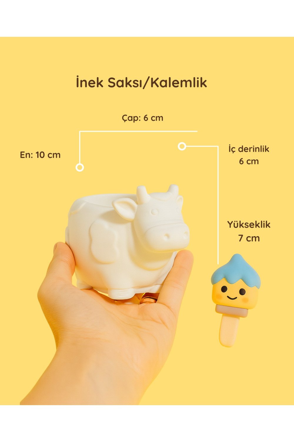 Boyanabilir İnek Seramik Saksı – Güçlendirilmiş Seramik Obje, Dekoratif ve Hobi İçin Uygun