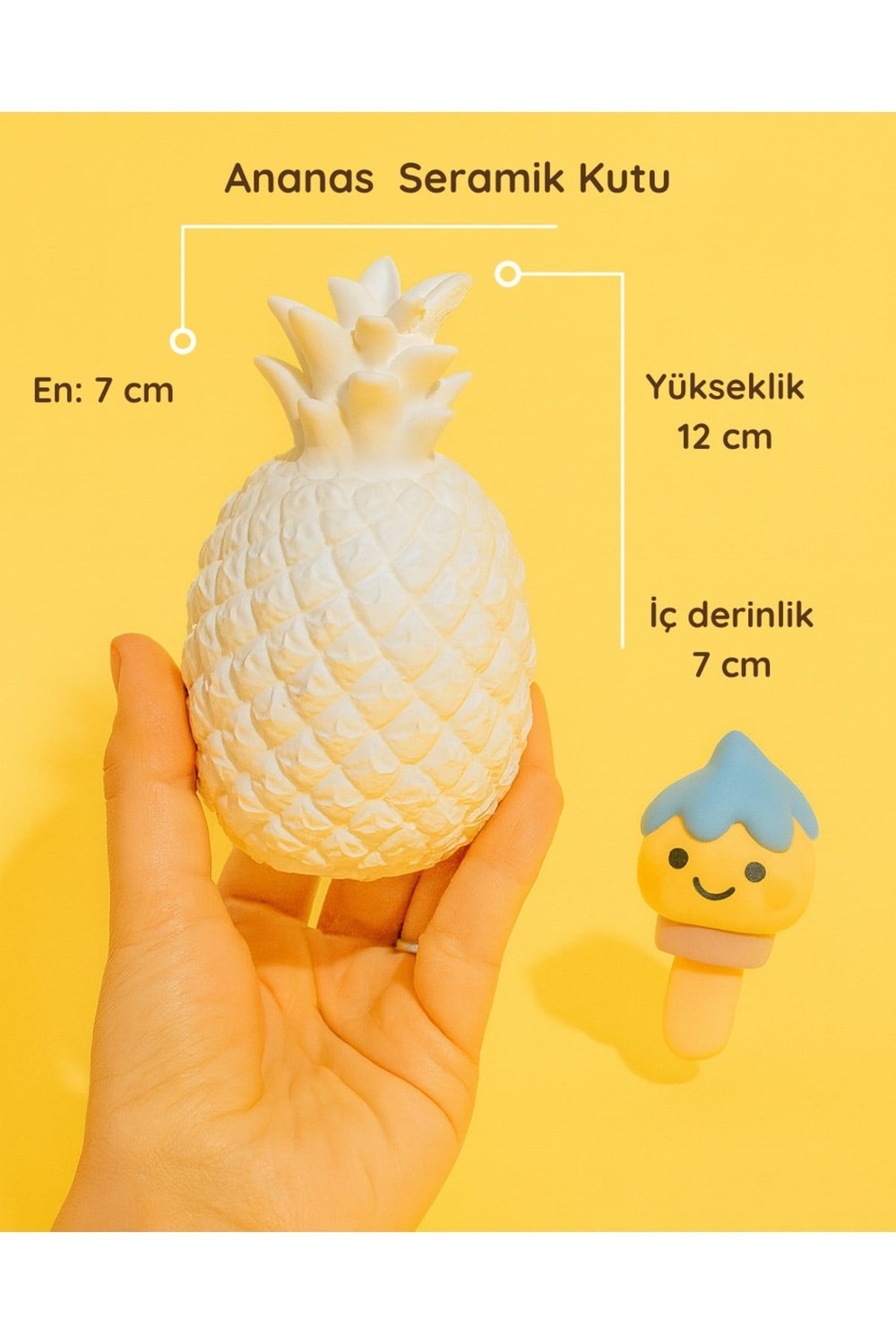 El Yapımı Ananas Seramik Kutu | Dekoratif Takı Kutusu ve Raf Süsü