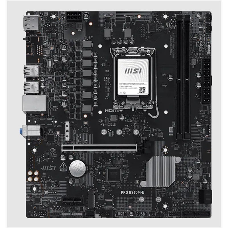 MSI PRO B860M-E DDR5 9066MHZ 1XHDMI 1XDP 2XM.2 USB MATX 1851P(INTEL ULTRA PROCESSORS SERIES 2)