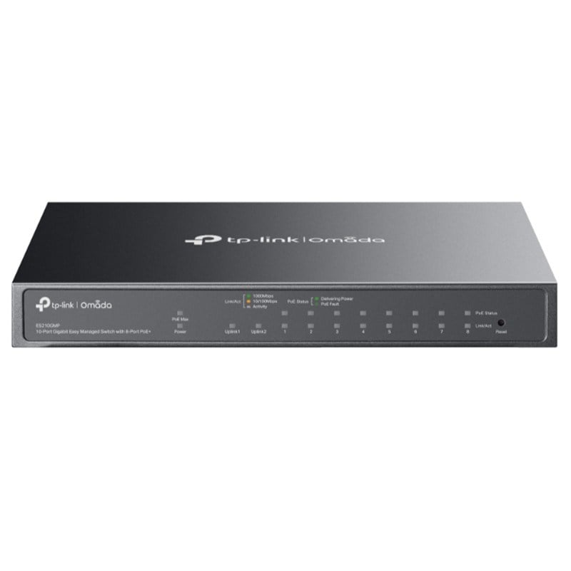 TP-LINK OMADA ES210GMP 8 PORT GIGABIT POE + 2 PORT RJ45/1 PORT SFP COMBO CLOUD YÖNETİLEBİLİR 123W METAL KASA SWITCH