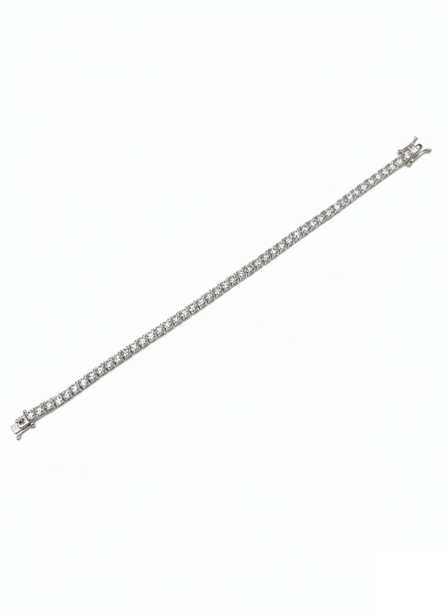 Gümüş 2,5 mm Suyolu Beyaz Taşlı Bileklik