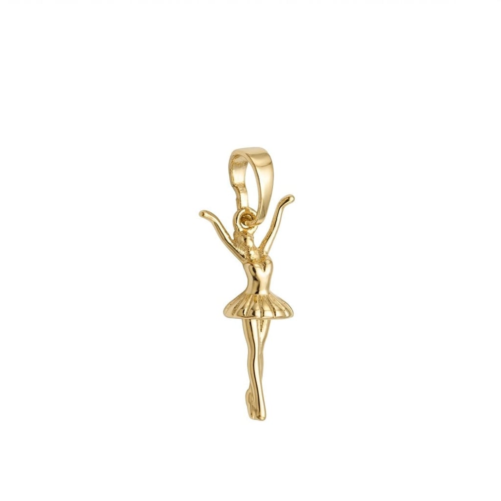 Balerin Figürlü Kolye Ucu  - 14k Altın Kaplama - 10 x 22 mm