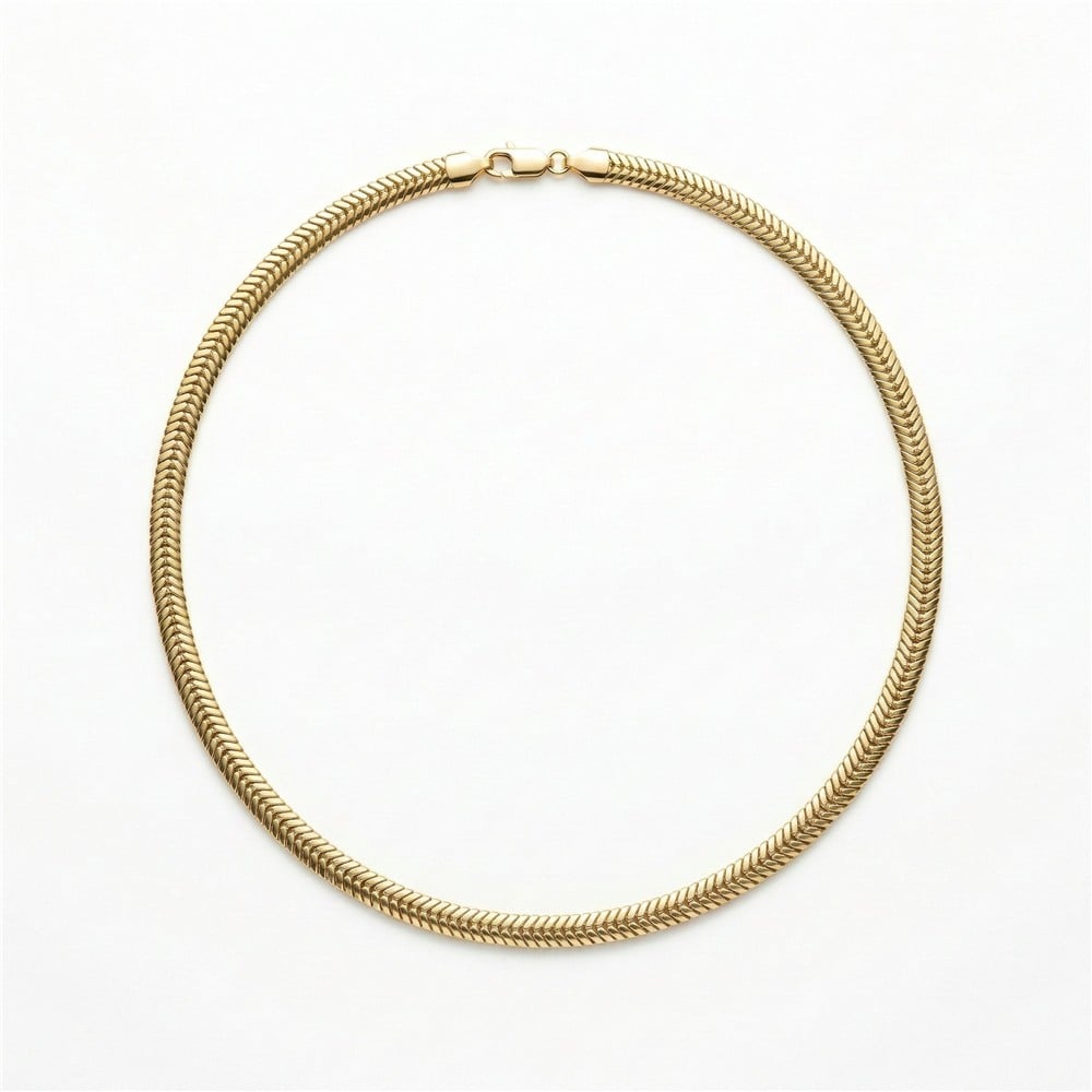 Balıksırtı Kalın Kolye - 14K Altın Kaplama - 60 cm / 7 mm