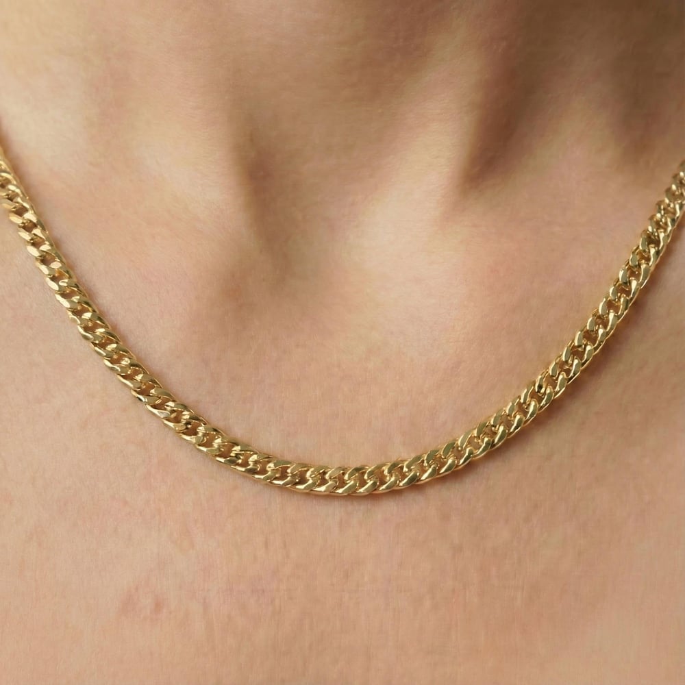 Balıksırtı Kalın Kolye - 14K Altın Kaplama - 50 cm