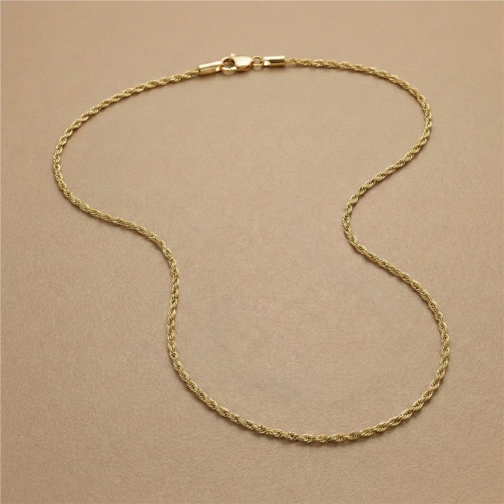 Burgu Zincir Çelik Kolye - 14K Altın Kaplama - 55 cm / 3 mm