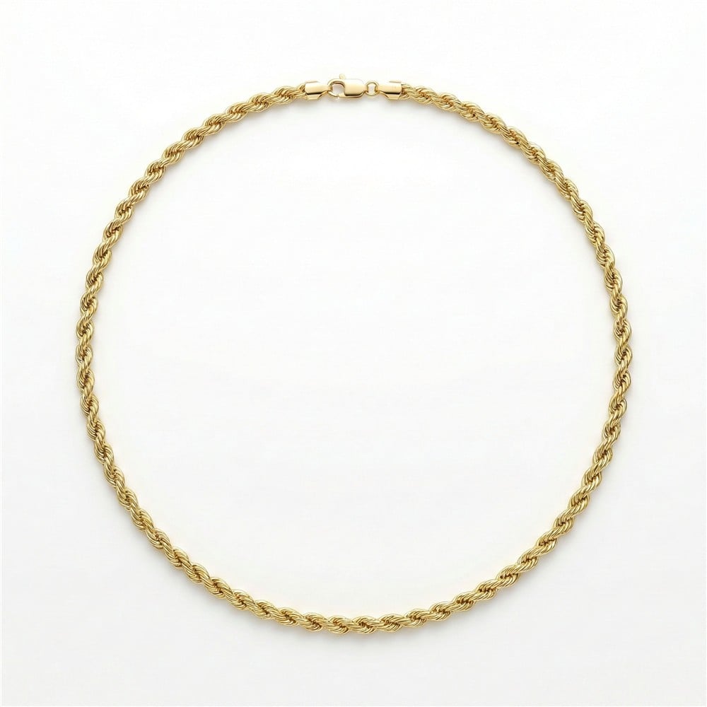 Burgu Zincir Çelik Kolye - 14K Altın Kaplama - 60 cm / 5 mm