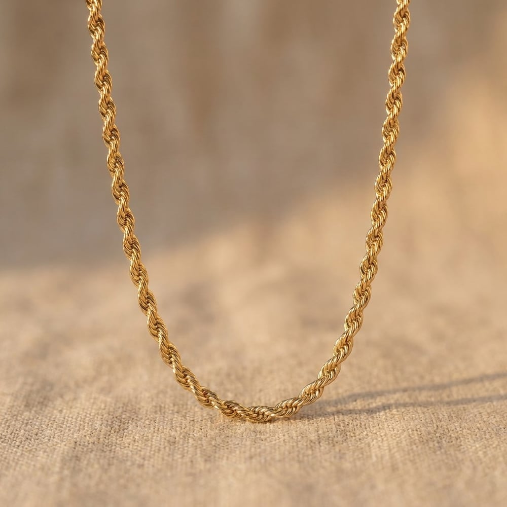 Burgu Zincir Kolye  - 14k Altın Kaplama - 55 cm (4 mm)