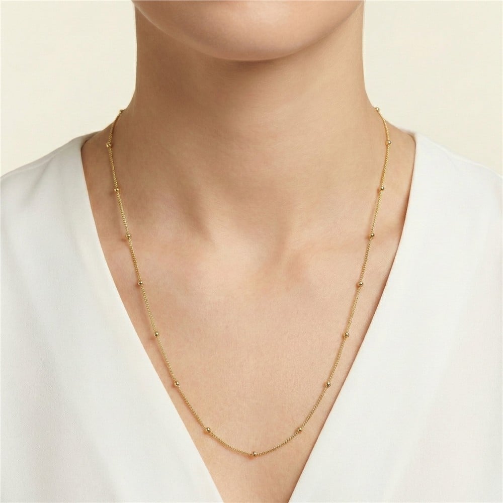 Dorikalı Çelik Kolye - 14K Altın Kaplama - 60 cm / 1 mm