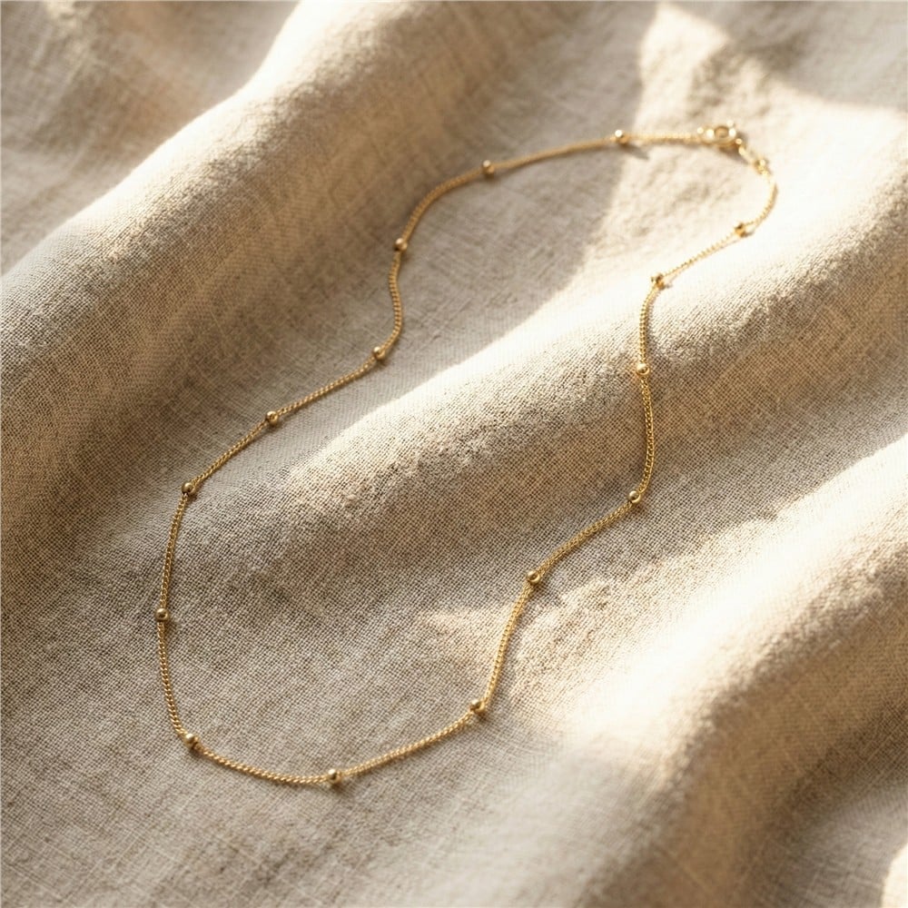 Dorikalı Çelik Kolye - 14k Altın Rengi Kaplama, 60 cm / 1 mm