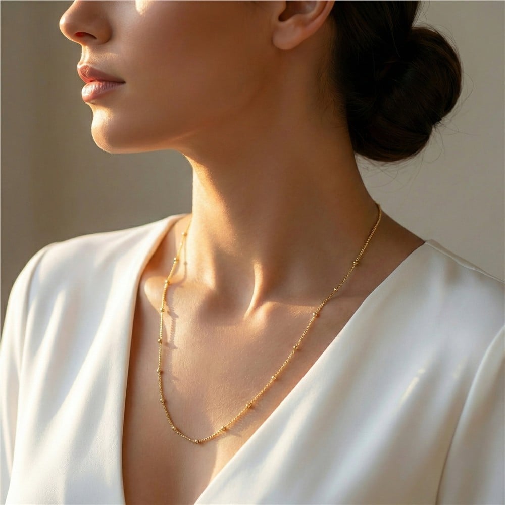 Dorikalı Çelik Kolye - 14K Altın Kaplama - 60 cm / 1 mm