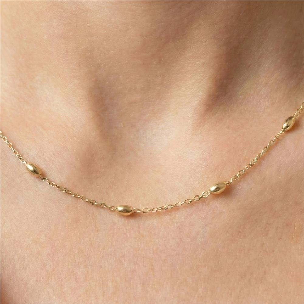Dorikalı Halka Zincir Kolye - 14K Altın Kaplama - 45 cm