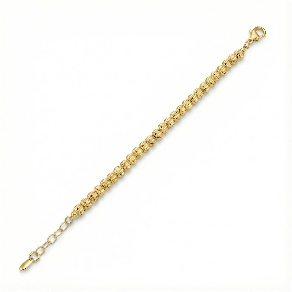 Dorikalı Top Boncuklu Bileklik - 14K Altın Kaplama - 17+3 cm