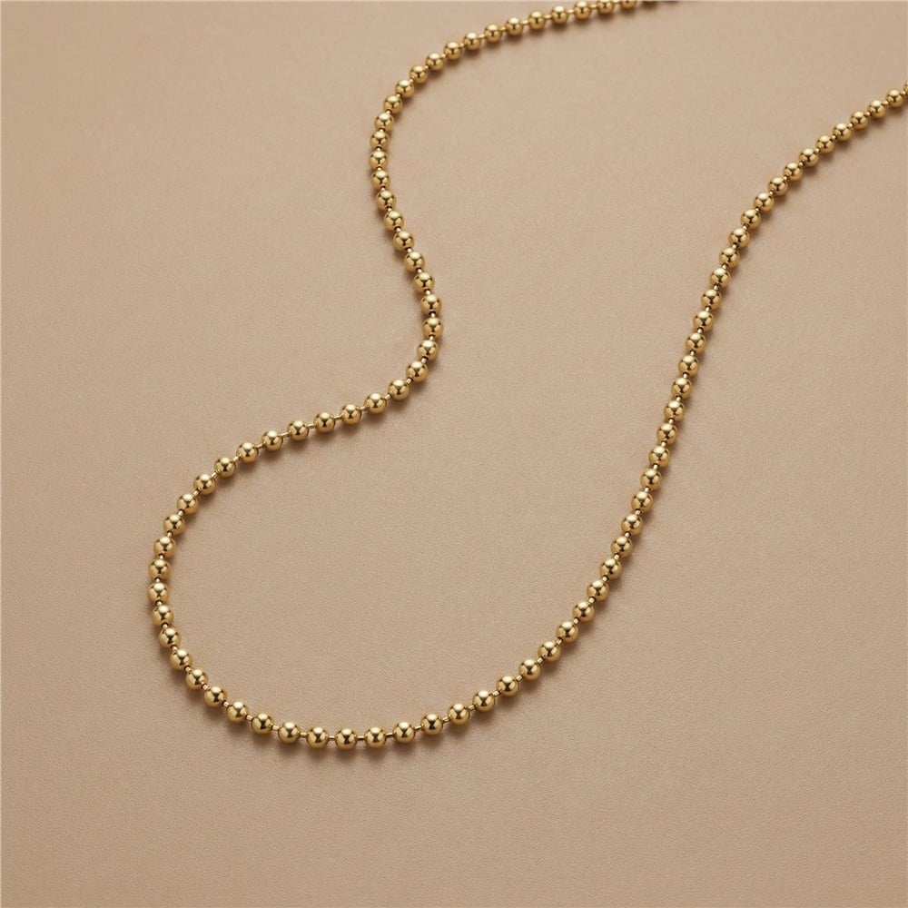 Dorikalı Zincir Çelik Kolye - 14K Altın Kaplama - 45 cm / 3 mm