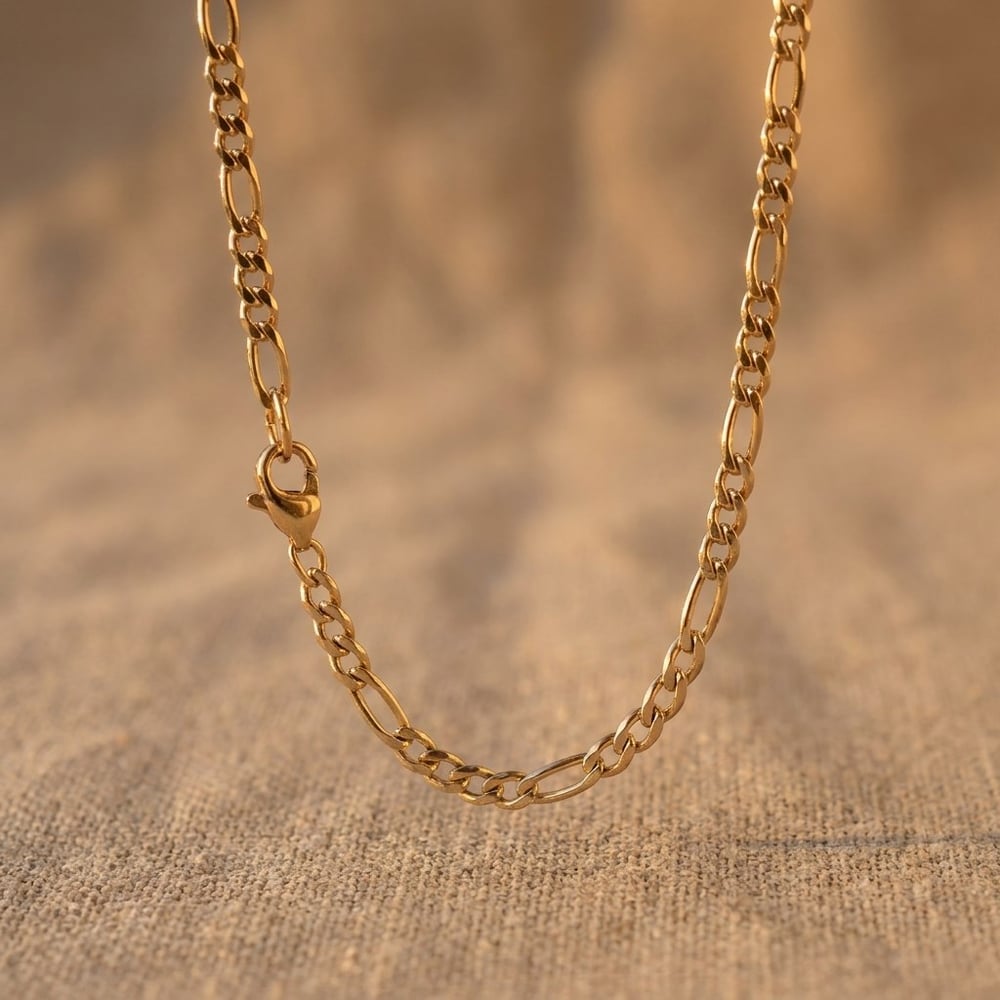Figaro Zincir Kolye  - 14k Altın Kaplama - 50 cm (3 mm)
