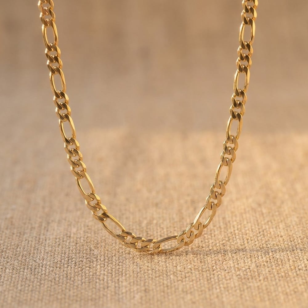 Figaro Zincir Kolye  - 14k Altın Kaplama - 50 cm (5 mm)
