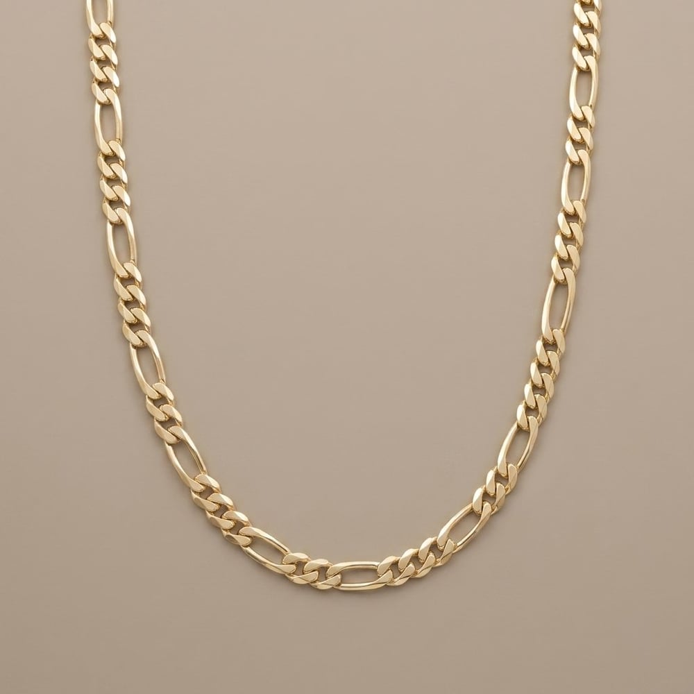 Figaro Zincir Kolye  - 14k Altın Kaplama - 50 cm (5 mm)