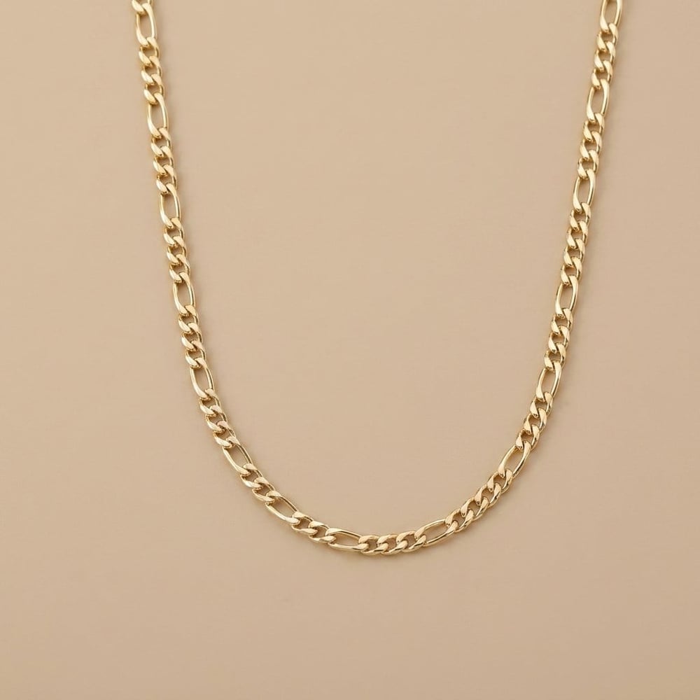 Figaro Zincir Kolye  - 14k Altın Kaplama - 50 cm (3 mm)