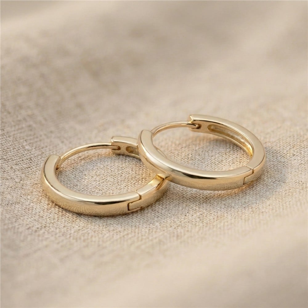 İnce Halka Çelik Küpe - 14K Altın Kaplama - 2 cm çap