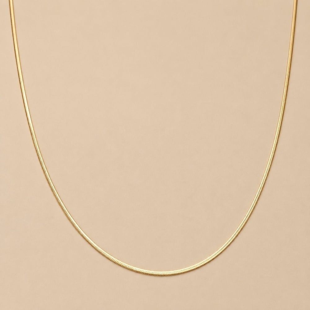 İtalyan Ezme Kolye  - 14k Altın Kaplama - 50 cm