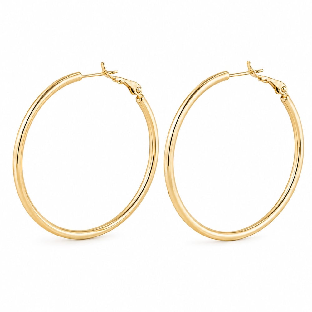 Klasik Halka Küpe - 14K Altın Kaplama - 4 cm çap