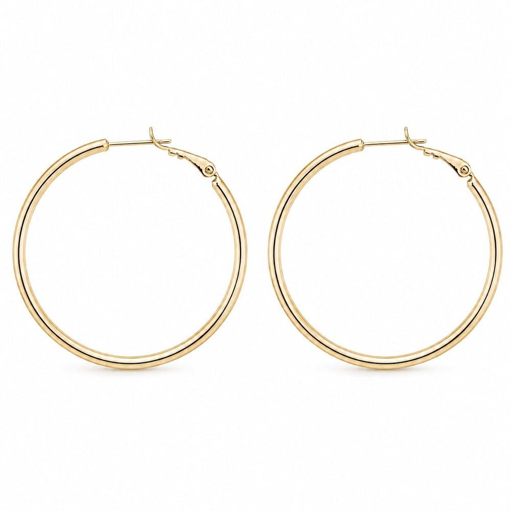 Klasik Halka Küpe - 14K Altın Kaplama - 4 cm çap