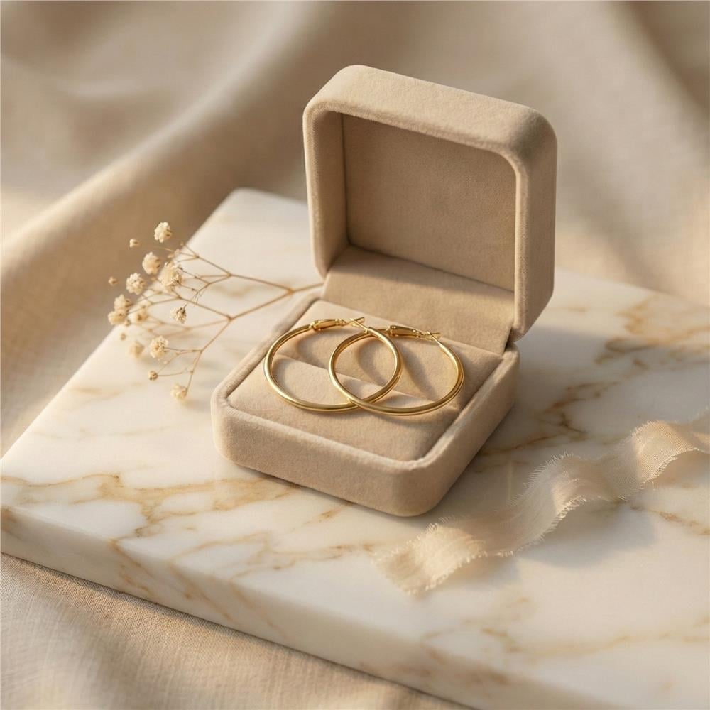 Klasik Halka Küpe - 14K Altın Kaplama - 4 cm çap
