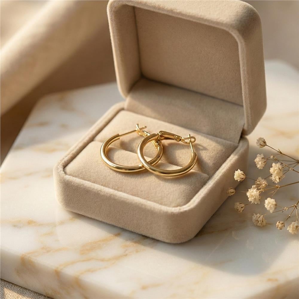 Klasik Halka Küpe - 14K Altın Kaplama - 2 cm çap