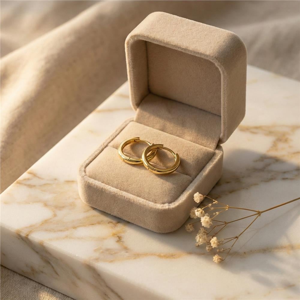 Klasik Halka Küpe - 14K Altın Kaplama - 1 cm çap
