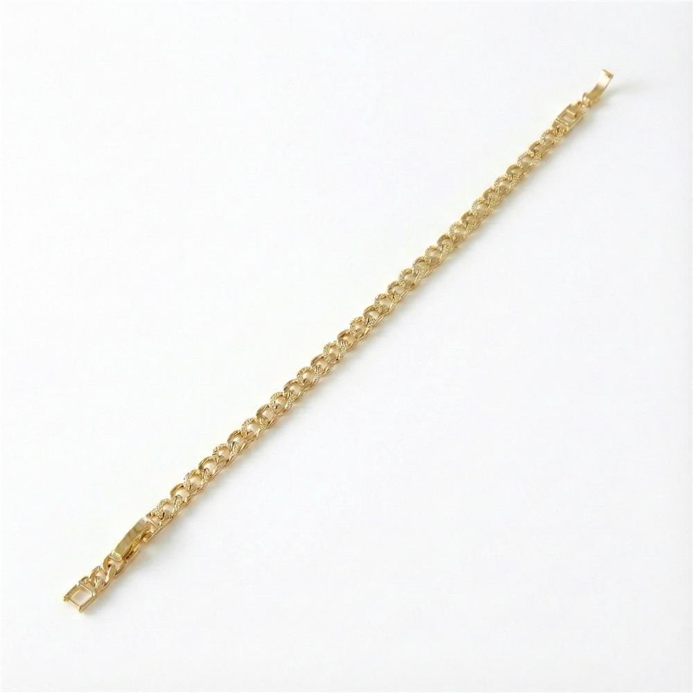 Küba Zincir Zirkon Taşlı Bileklik - 14K Altın Kaplama - 17+2 cm
