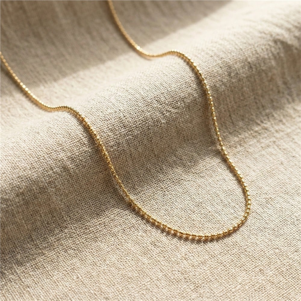 Mini Dorikalı Zincir Çelik Kolye - 14K Altın Kaplama - 45 cm / 1 mm