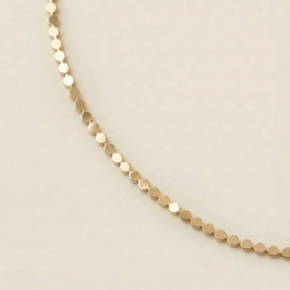 Mini Pul Gurmet Zincir Kolye - 14K Altın Rengi Kaplama, 50 cm