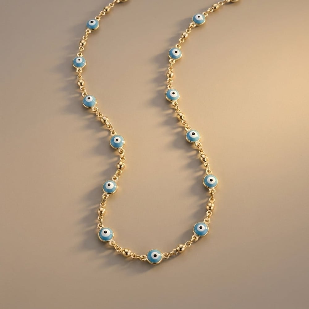 Nazar Boncuğu Kolye - 14k Altın Kaplama - 45+3 cm