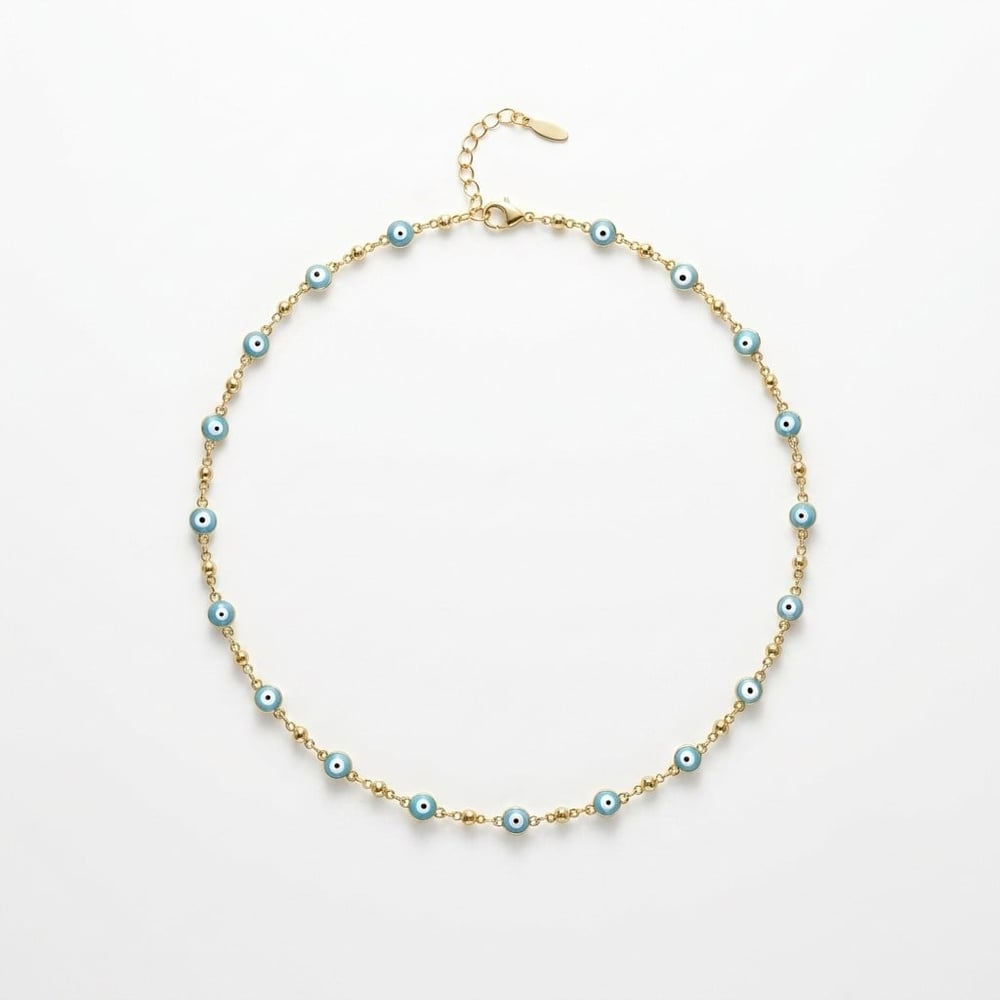 Nazar Boncuğu Kolye - 14k Altın Kaplama - 45+3 cm