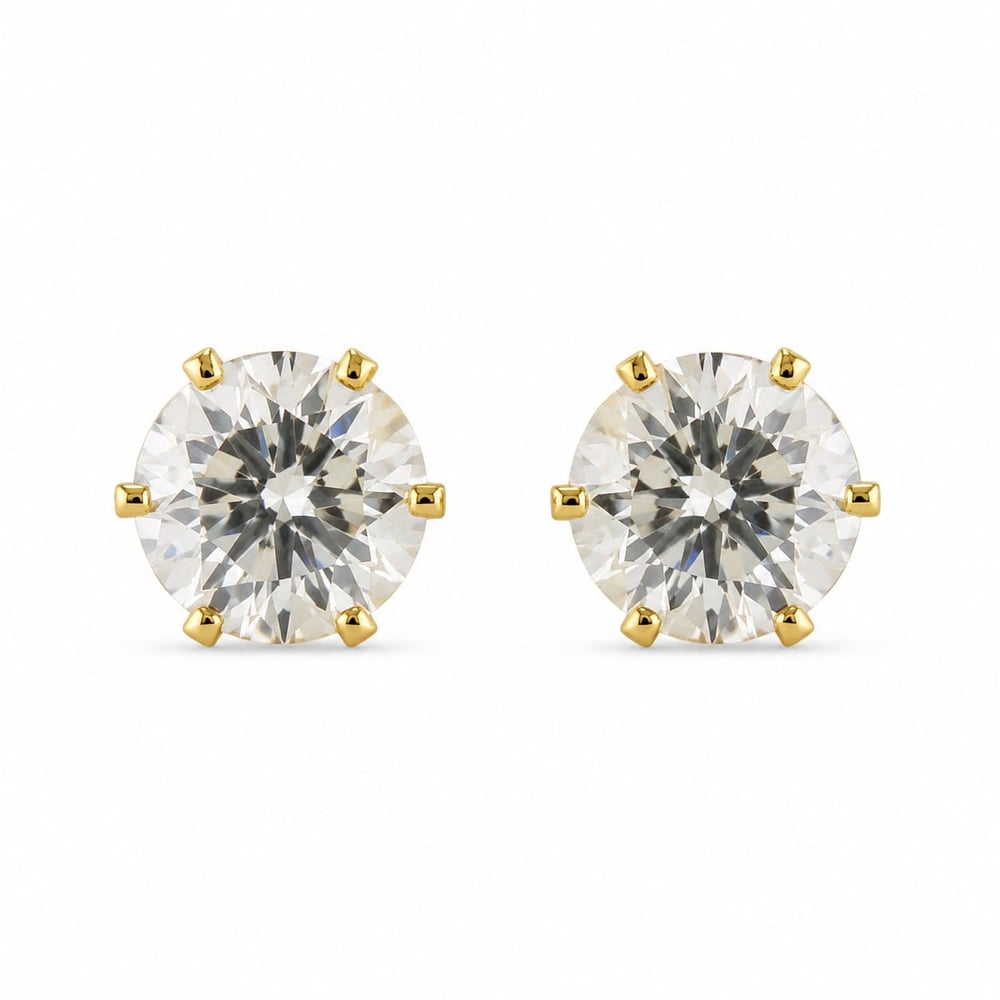 Tektaş Zirkon Küpe - 14K Altın Kaplama - 6 mm