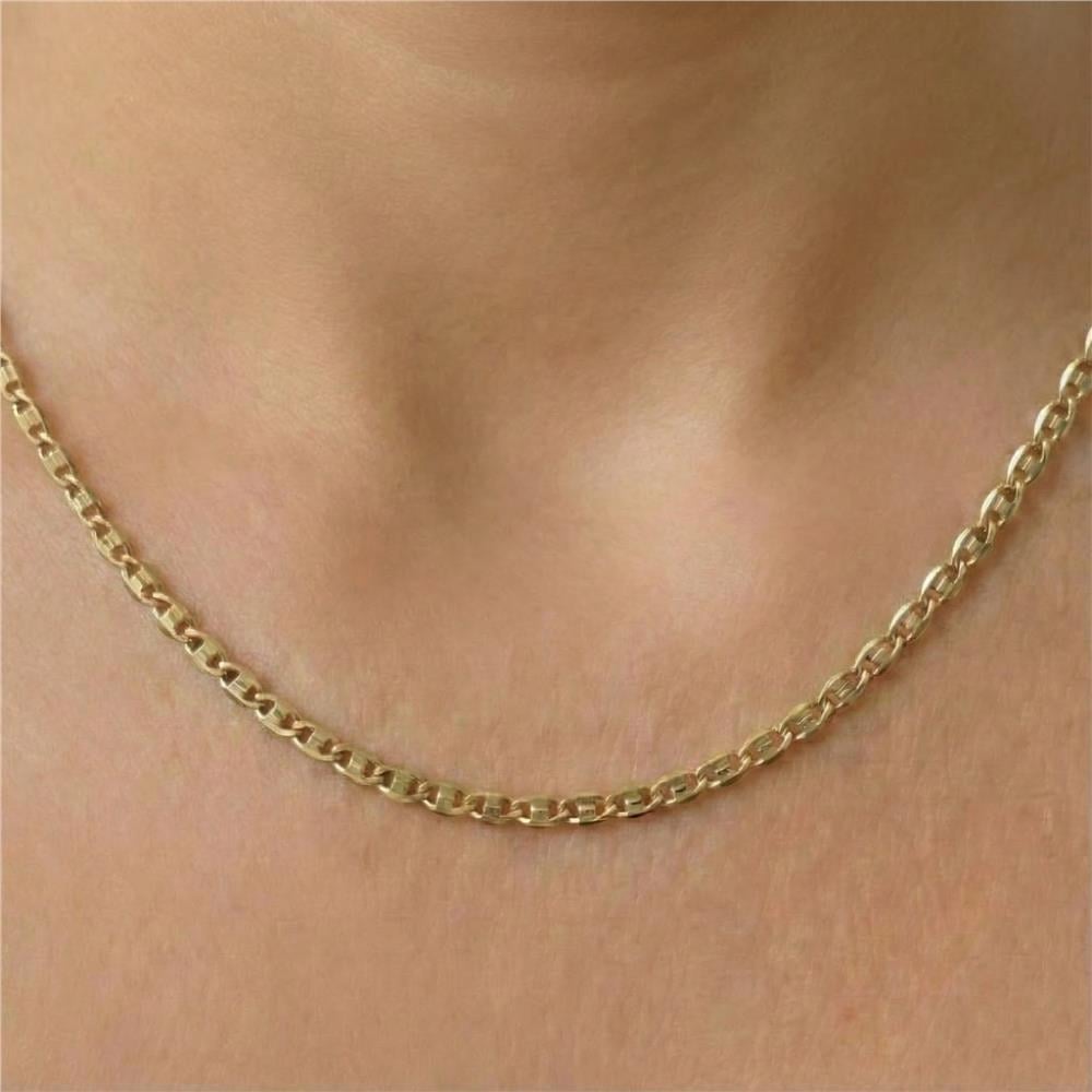 Yassı Gurmet Zincir Kolye - 14K Altın Kaplama - 50 cm
