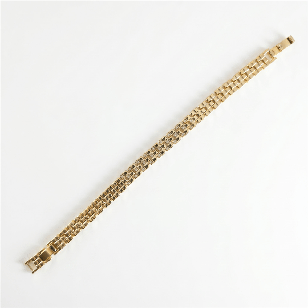 Zirkon Taşlı İtalyan Bileklik - 14k Altın Kaplama - 17+1 cm