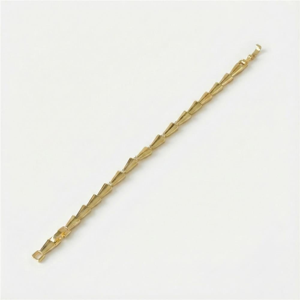 Zirkon Taşlı Konik Çelik Bileklik - 14K Altın Kaplama - 16+2 cm