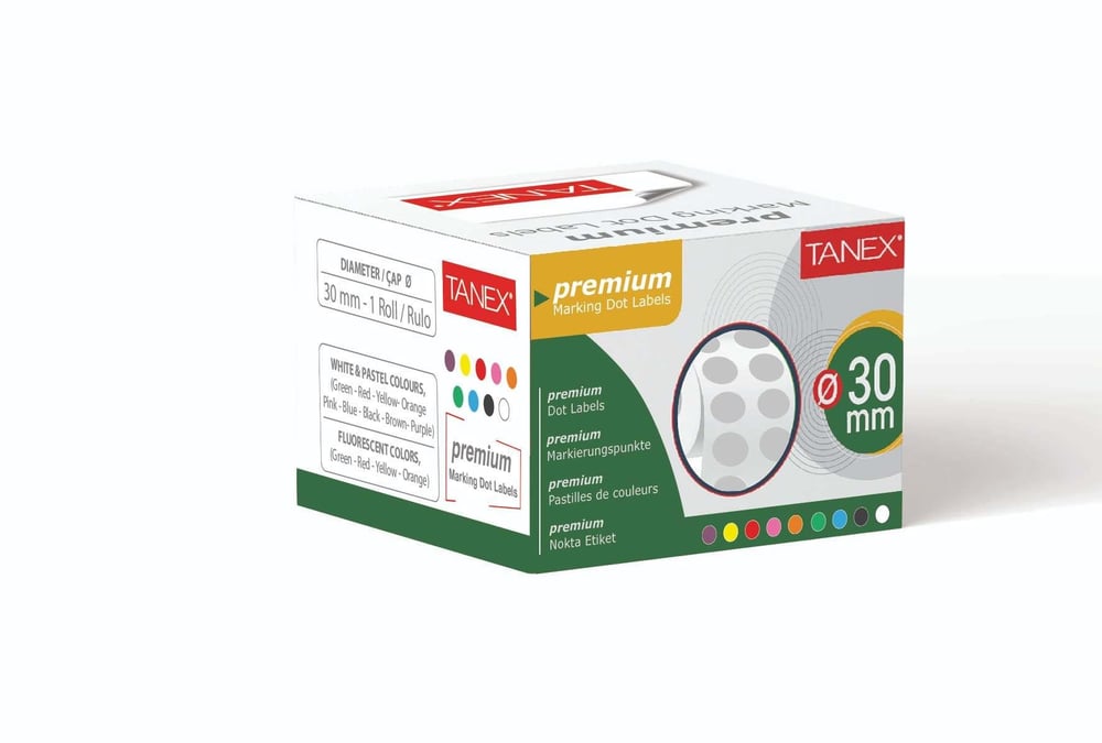 30 mm PAKETLEME NOKTA ETİKETLERİ 500 LÜ (TEKLİ KUTU)