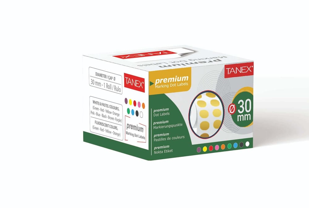 30 mm PAKETLEME NOKTA ETİKETLERİ 500 LÜ (TEKLİ KUTU)