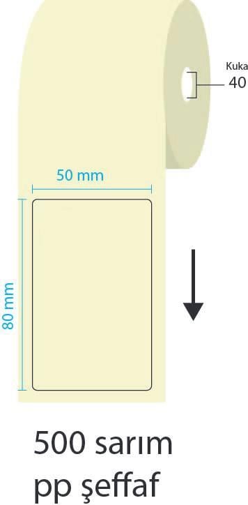 50x80 MM, PP Şeffaf, 1 Lİ, 40 MM, 500 AD. BASKISIZ