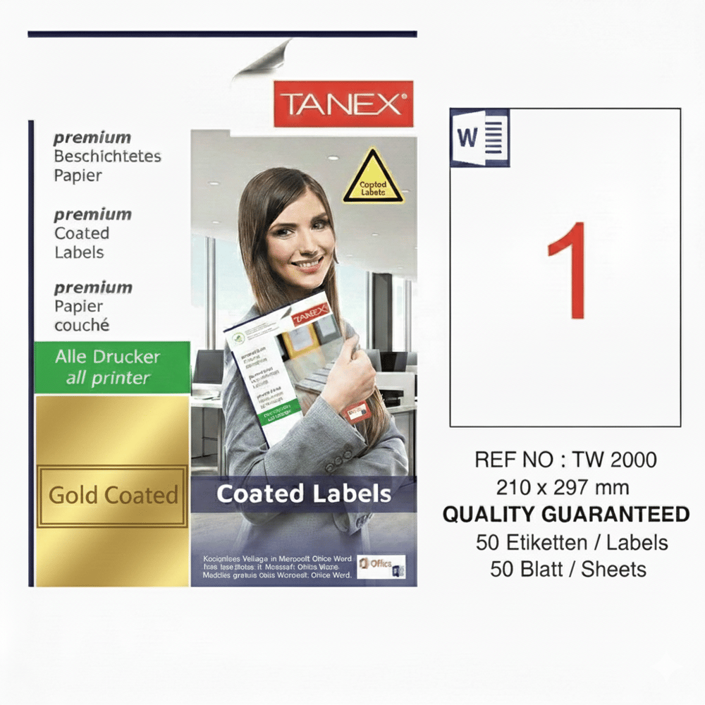 TW-2000 210x297 mm GOLD LASER ETİKET 