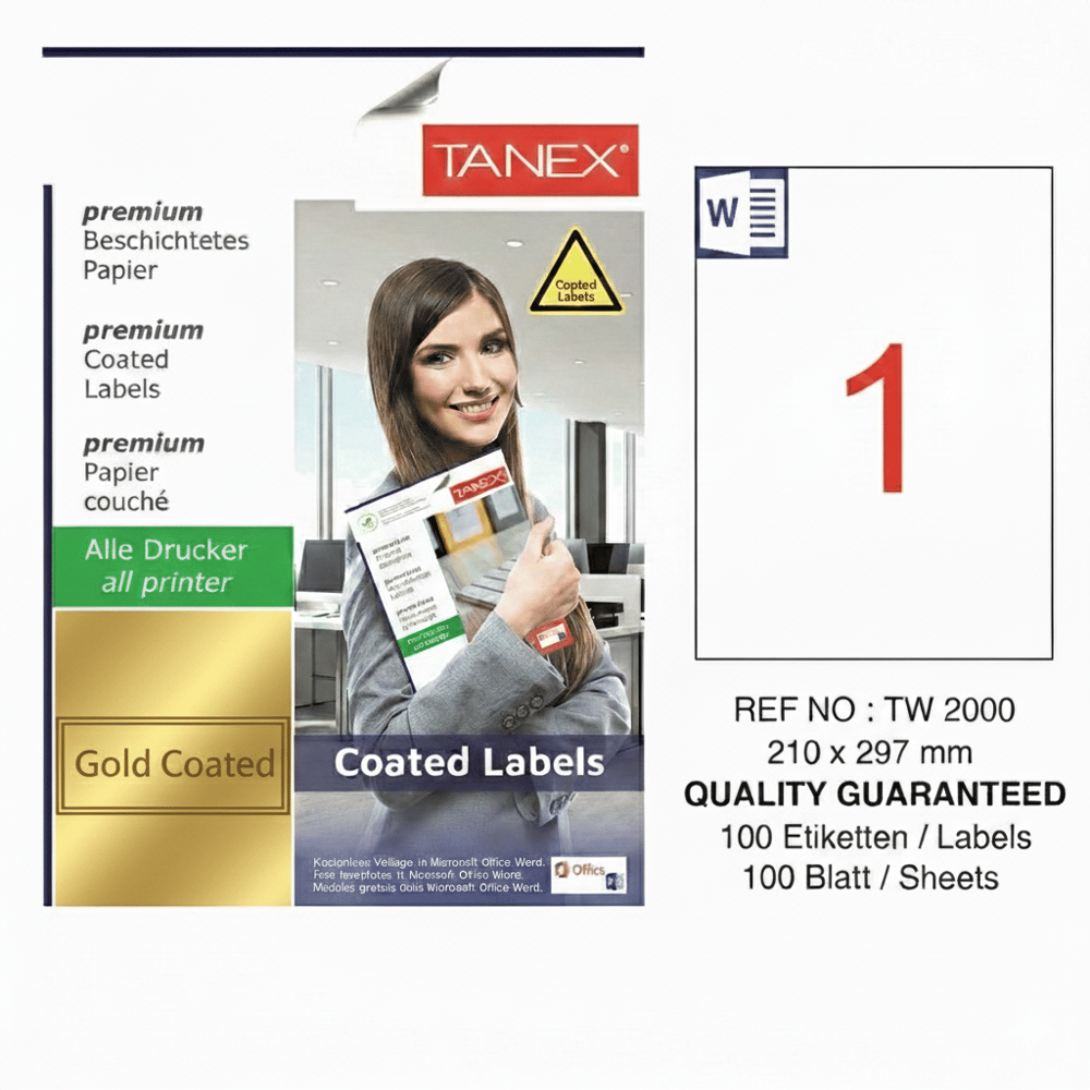TW-2000 210x297 mm GOLD LASER ETİKET 
