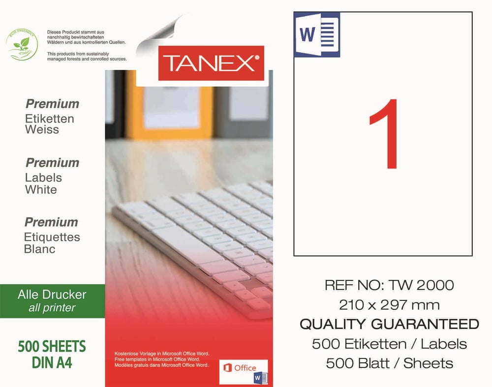 TW-2000 210x297 mm LASER ETİKET .
